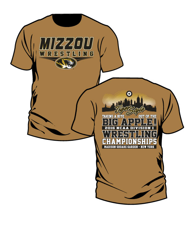 NCAA MIZZOU Wrestling / Tiger Style S/S T-Shirt, color: Old Gold - Click Image to Close